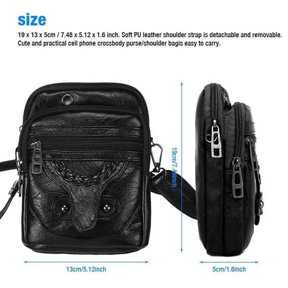 SALE🔥4 for 25🔥🖤Black Small Crossbody Phone Case Shoulder Bag 3 Pouch - Picture 4 of 14